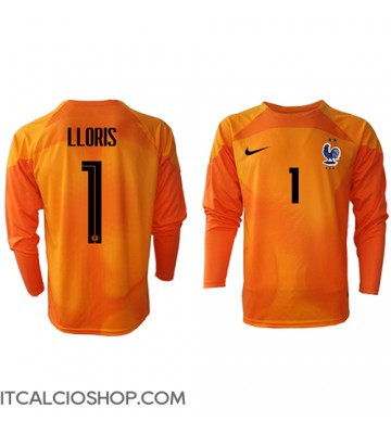 Francia Hugo Lloris #1 Portiere Prima Maglia Mondiali 2022 Manica Lunga